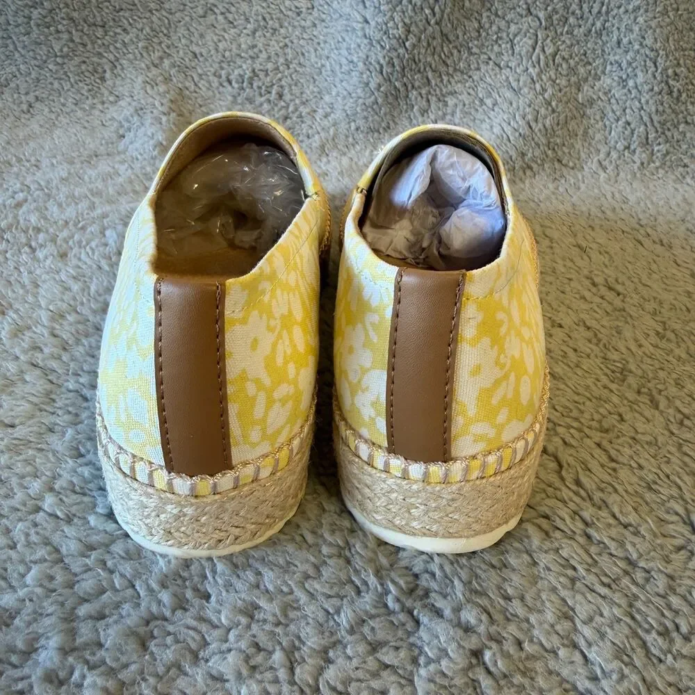 DR. SCHOLLS Shoes Womens 7 Yellow Floral Espadrille Platform Slip-On Loafers